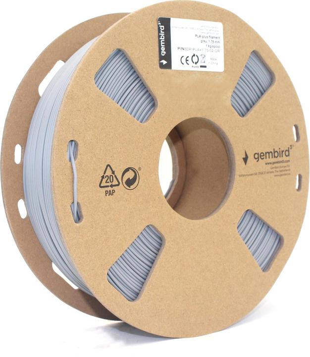Produktbild Gembird Filamentcassette PLA schmale Spule (PLA, 1.75 mm, 1000 g, Grau)