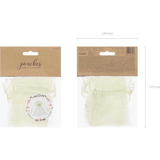 Thumbnail - Artifete Organzatäschchen, Creme (10 Stück)