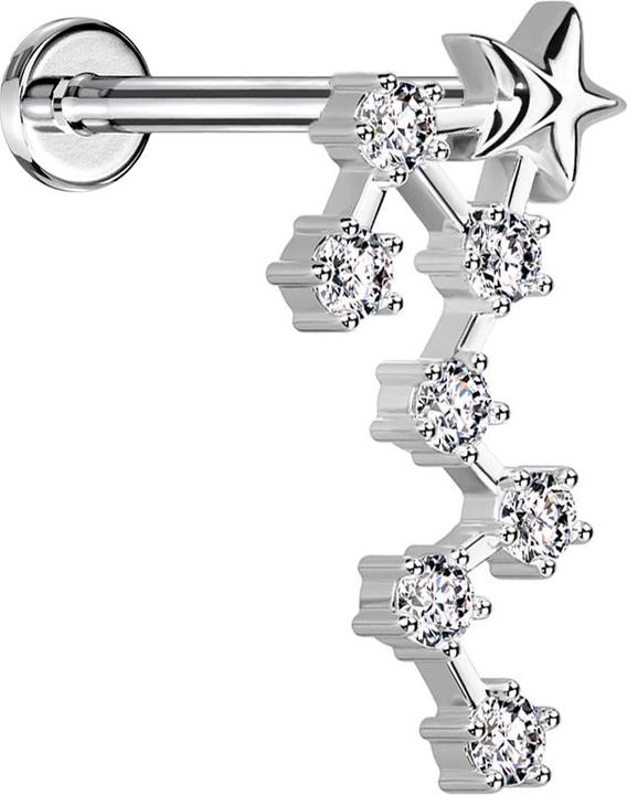 Produktbild Star Piercing Micro Labret Innengewinde silber Sternzeichen Skorpion mit Kristallen (Messing, Chirurgenstahl 316L)