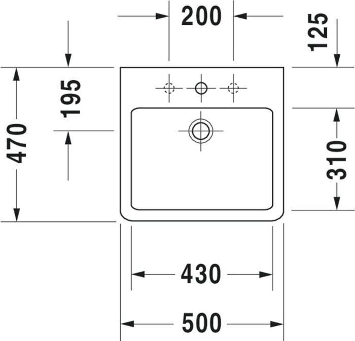 Produktbild Duravit Waschtisch VERO m ÜL HLB 500x470mm geschli 1 HL weiss (470 mm, 500 mm)