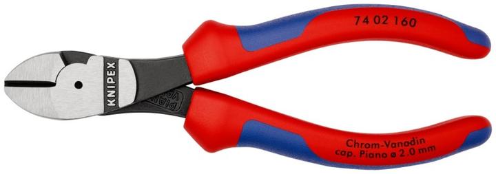 Productafbeelding Knipex Power zijkniptang DIN ISO 5749 L.160mm recht met afschuining zwart atram. kop pol. 2comp. schede... (160 mm)