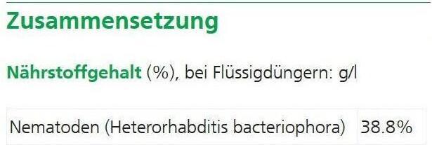 Valeurs nutritives et ingrédients Hauert Nématodes (bon de commande) (Larves)