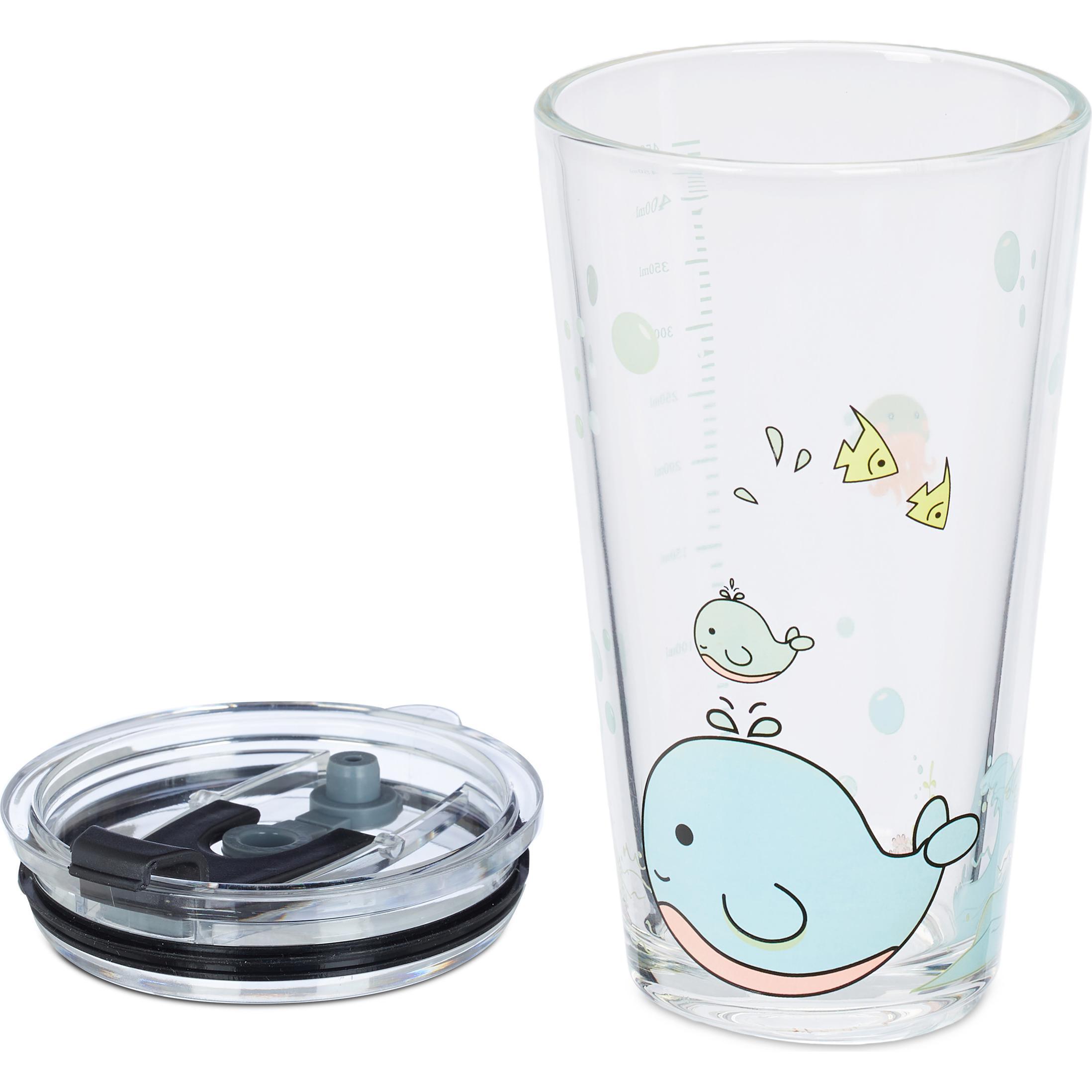 Relaxdays, Kindergeschirr + Kinderbesteck, 4x Kinderglas