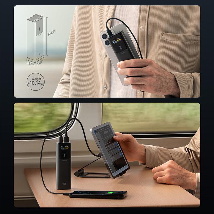 Actual product image Cuktech Powerbank CKPB100PGLBL 150W 10000mAh USB-C USB-A - schwarz (10000 mAh, 150 W, 36 Wh)