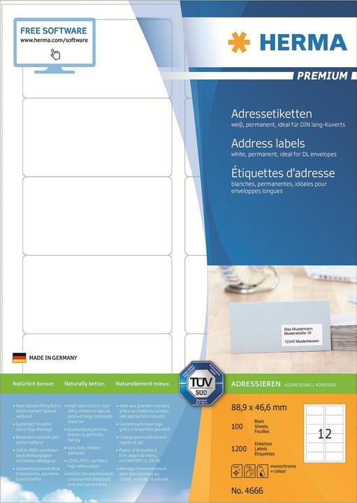 Produktbild HERMA Universal Etiketten A4
