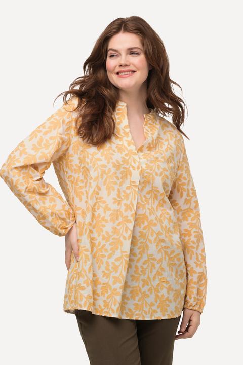 Actual product image Ulla Popken Eco Cotton Floral Embroiderd Long Sleeve Tunic Shirt (50, 52)