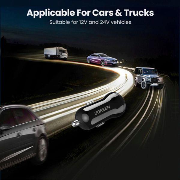 Actual product image Ugreen car charger ED018, 2x USB, 24W (black)