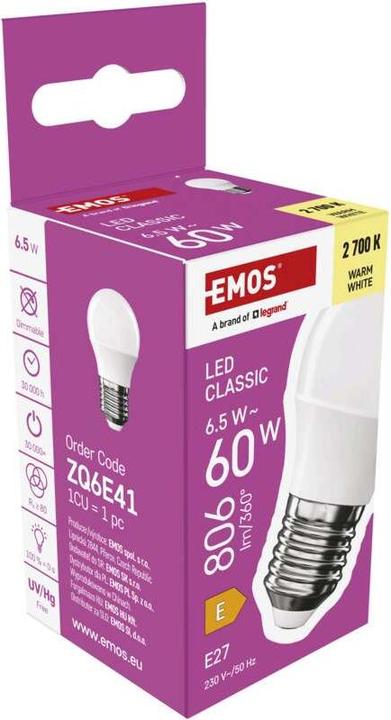 Produktbild Emos LED Lampe Classic Mini Globe / E27 / 6,5 W (60 W) / 806 lm / Warmweiss (E27, 806 lm, 1 x)