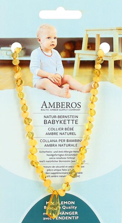 Image du produit Amberos Collier d'ambre naturel avec pendentif Baroque