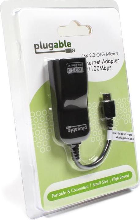 Productafbeelding Plugable USB OTG naar Ethernet-adapter (Micro USB, RJ45/LAN (1x))