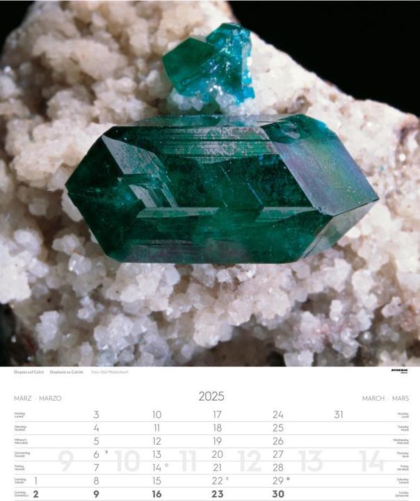 Produktbild Mineralien Kalender 2025 (Deutsch, Französisch, Italienisch, Englisch)