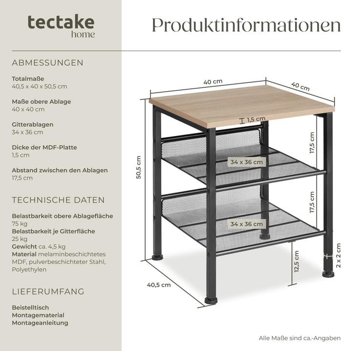 Image du produit tectake Table d’appoint Lincoln