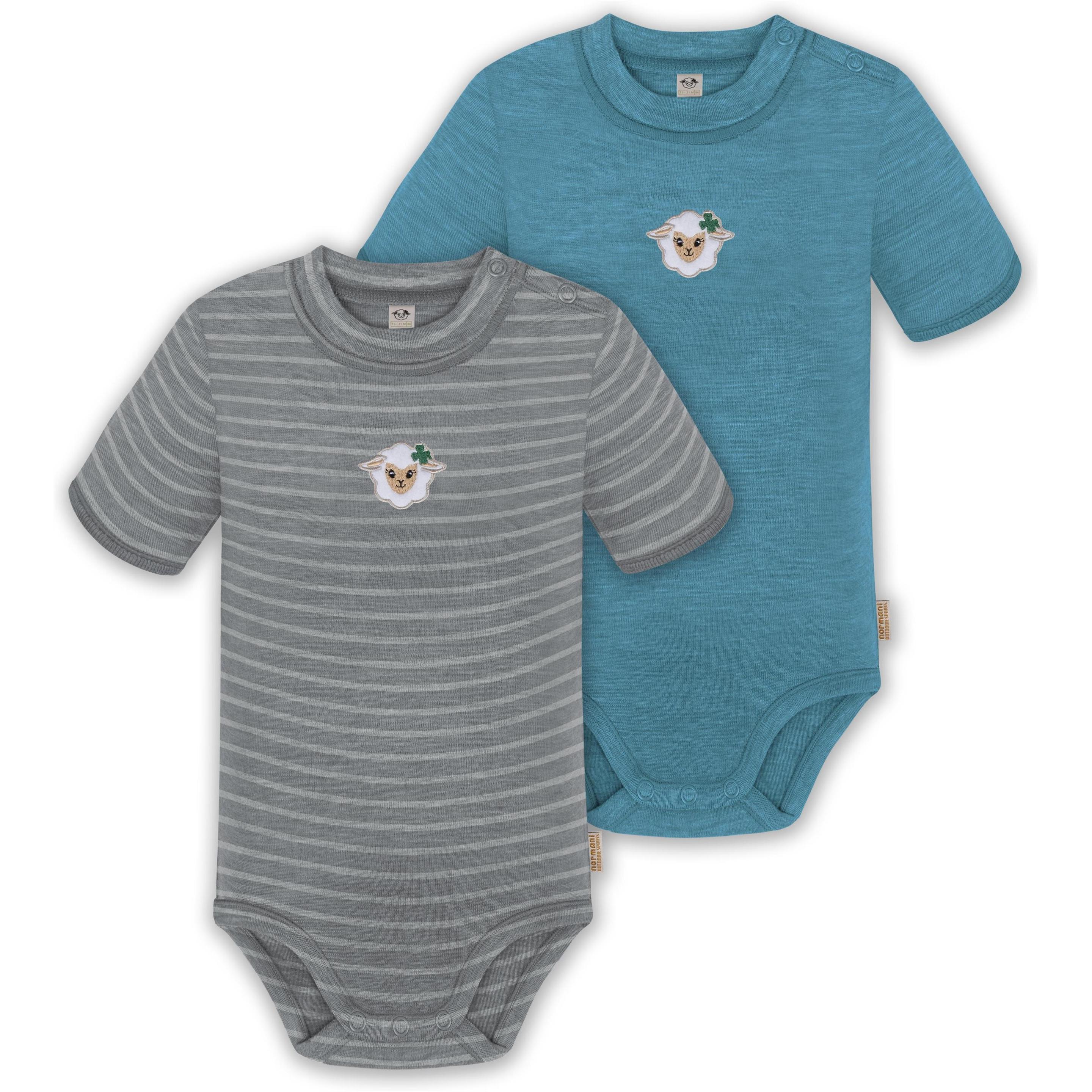 Normani, Herren, Body, 2er Set Baby Merino Kurzarmbody „Tihoi" - 9317, Grau, (62)