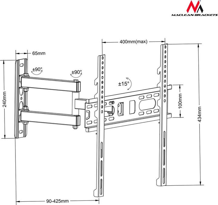 Actual product image Maclean MC-761 - VESA Monitor/TV Holder, 26-55", black, 30 kg (Table, 30 kg, 26" - 55")