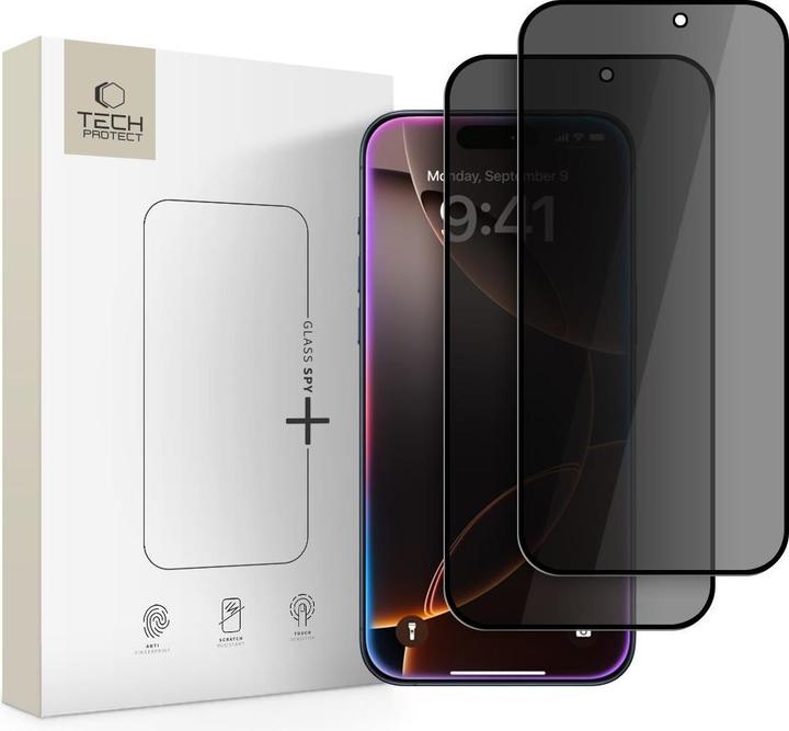 Hofi Tech-Protect Glass Spy+ 2er-Pack Sichtschutzglas für iPhone 16 Pro / 17 / 17 Pro (2 pcs., Apple iPhone 16 Pro, Apple iPhone 17, Apple iPhone 17 Pro)