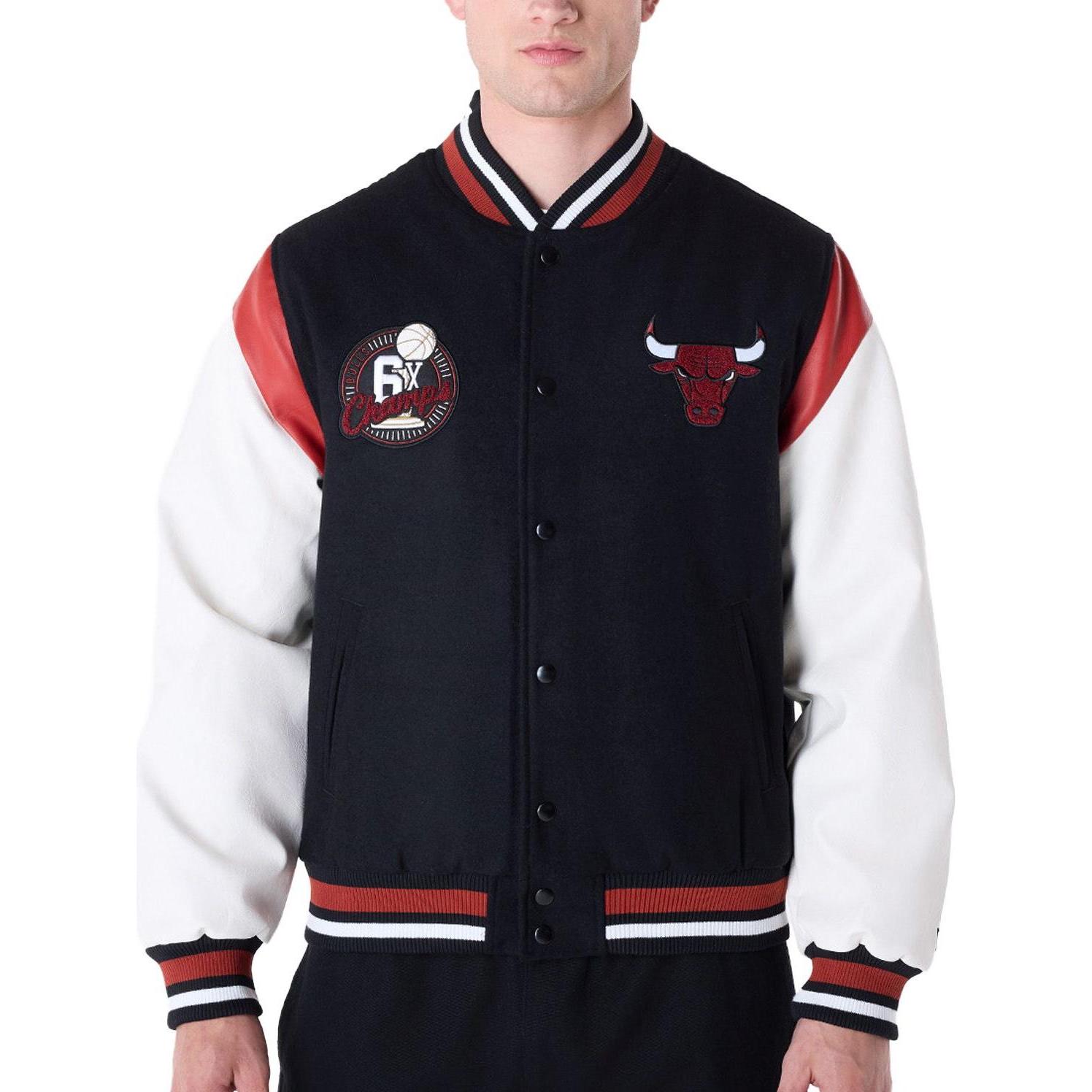 New Era, Herren, Jacke, Varsity NBA Jacke - FLORAL Chicago Bulls - XXL (XXL), Schwarz, XXL