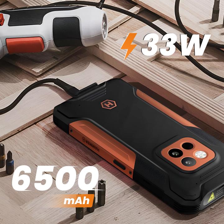 Actual product image Myphone Construction 2 Thermal 5G (256 GB, Black / Orange, 6.58", 5G)