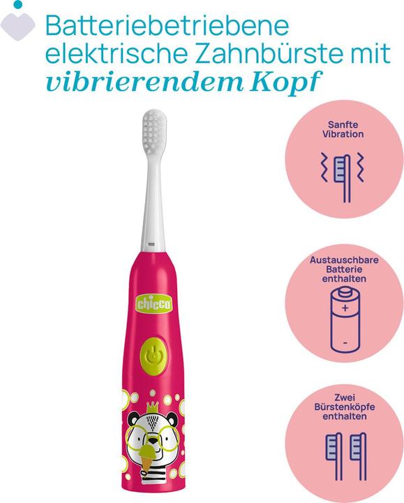 Image du produit Chicco Brosse à dents électrique, PANDA - 3Y+ - Avec pile remplaçable (Brosse à dents oscillo-rotative)