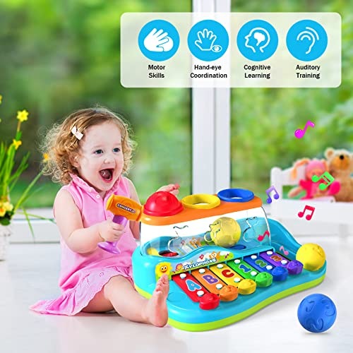 Produktbild Activity Board Xylophon mit Hammerspiel Spielzeug, Xylophon Baby Musikspielzeug ab 1 Jahr