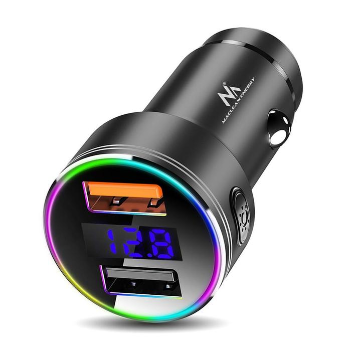 Produktbild Maclean MCE375 duales Autoladegerät mit Display Zigarettenanzünder Aluminium Voltmeter USB 1 x QC 3.0, USB 1