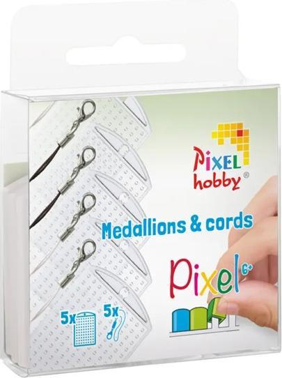 Pixelhobby Pixel Set mit 5 Medaillon und Farbkordeln transparent