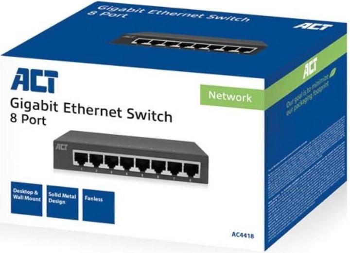 Image du produit ACT Commutateur Gigabit Ethernet à 8 ports (8 Ports)