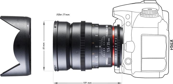 Actual product image Walimex pro Pro DSLR Video Lens 35mm, f/1.5, Nikon (Nikon F, full size)