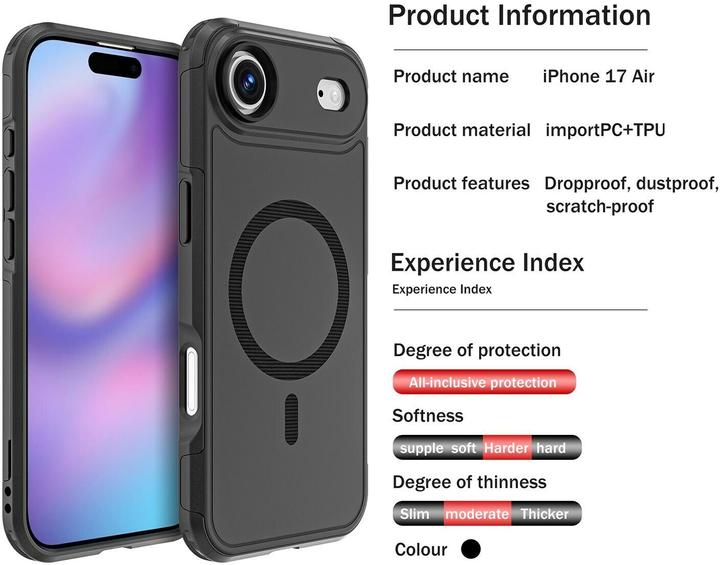 Produktbild 4smarts Defend, Rand, Apple, iPhone 17 Air, 16,8 cm (6.6"), Schwarz (Apple iPhone 17)