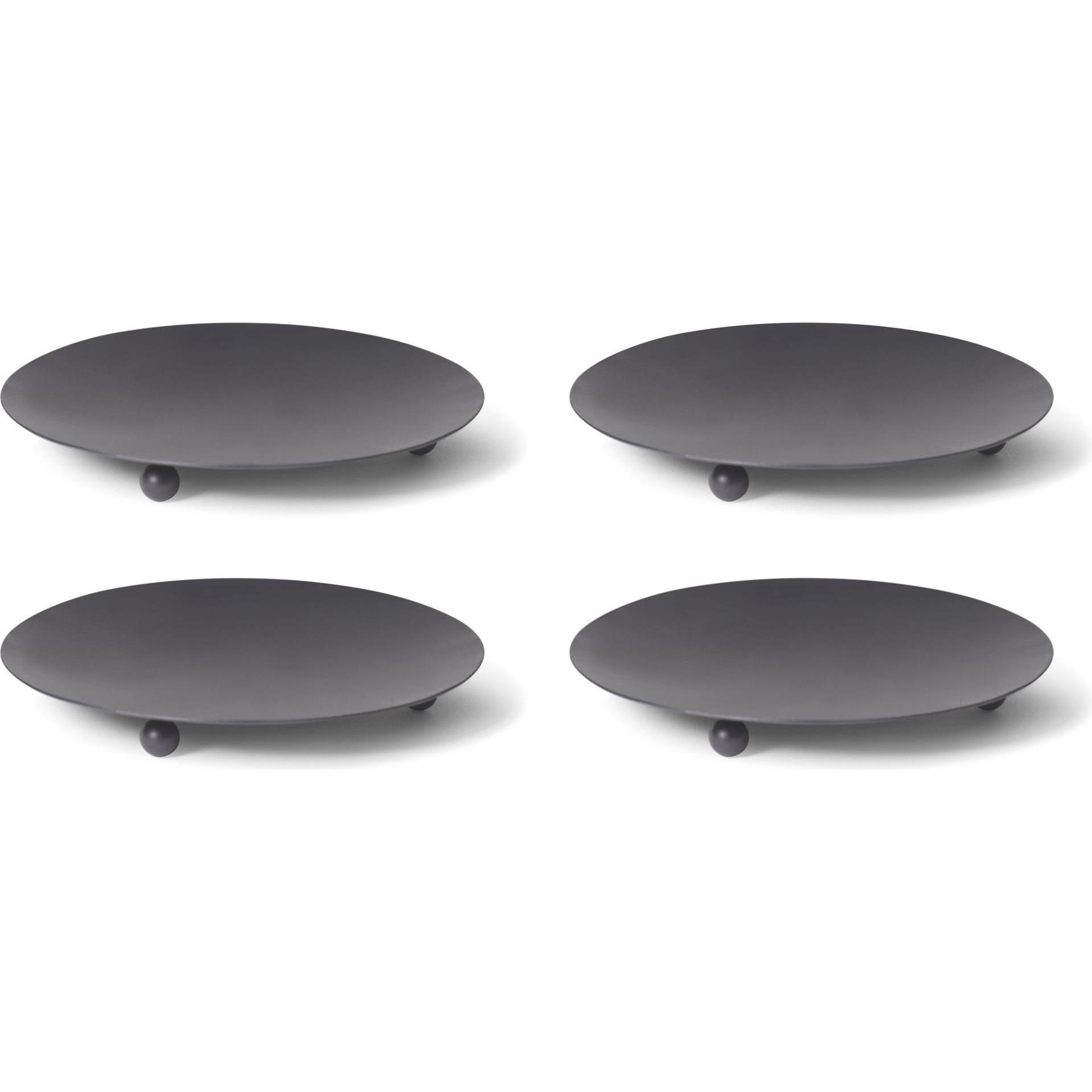 Novaliv, Kerzenständer, 4x Kerzenständer 3 Füsse SCHWARZ 7,5cm Kerzenteller Kerzenhalter Dekoteller rund