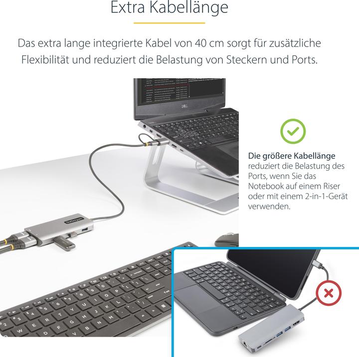 Image du produit StarTech COM USB-C & USB-A Multiport Adapter Dual HDMI 4K/1080p 3-Port USB Hub USB-C to A Dongle Min (USB-C, 3 Ports)