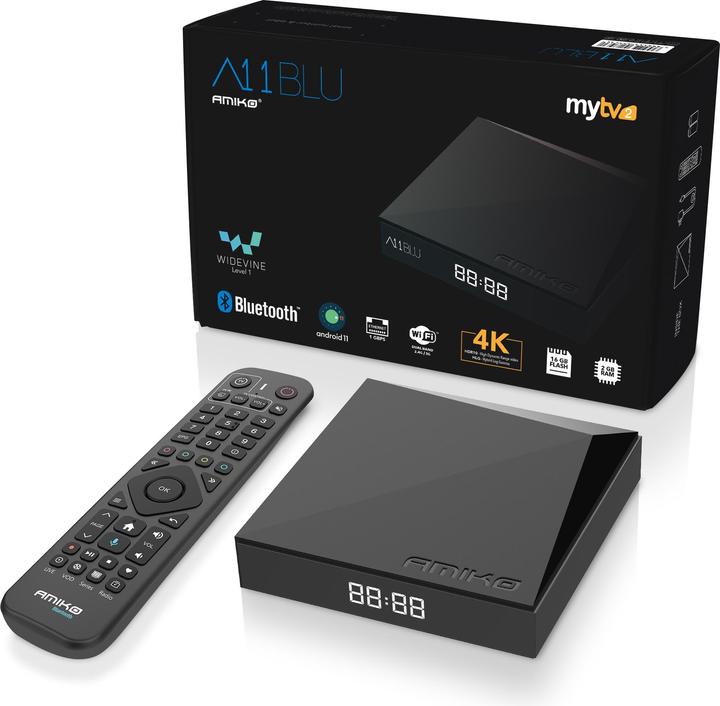 Produktbild Amiko A11 BLU 4K Android OTT Media Streamer (32 GB, Schwarz)