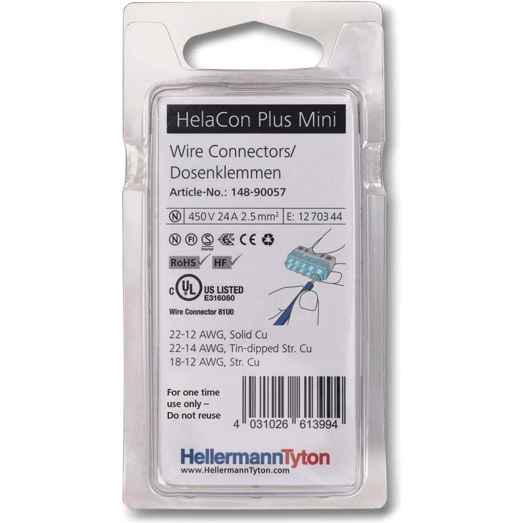 Thumbnail - HellermannTyton, Kabelverbindung, Hellermann HCPM-5-Blister-PC-BU/CL 10 HelaCon Plus Mini 148-90057