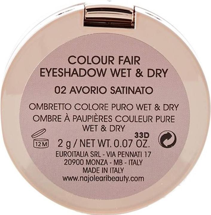 Actual product image Naj Oleari Colour Fair Eyeshadow Wet&Dry 02 satin ivory 2g (02)