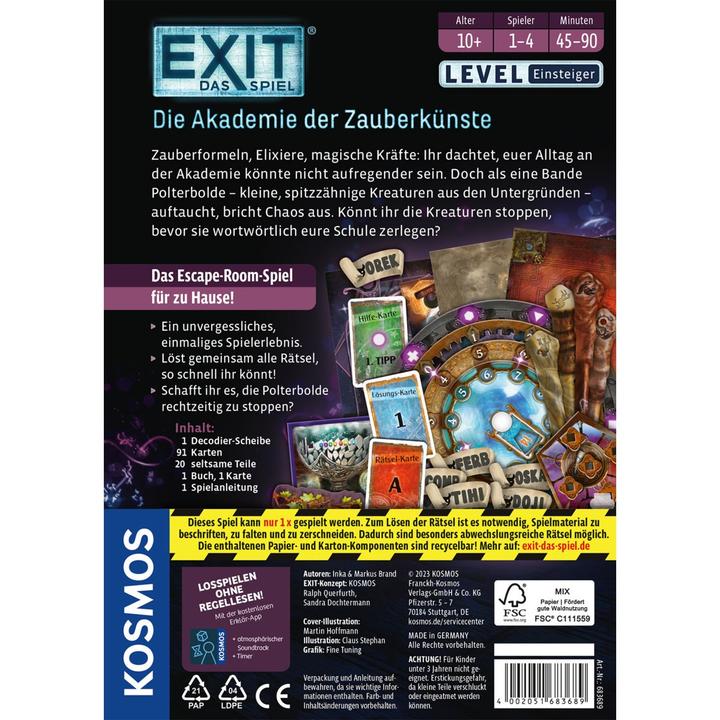 Immagine prodotto Kosmos EXIT® - Il gioco: Scuola di magia (Tedesco, 1 - 4 Giocatori)