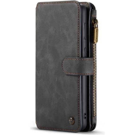 Caseme Leder Etui mit Portemonnaie (Samsung Galaxy S21+), Smartphone Hülle, Schwarz