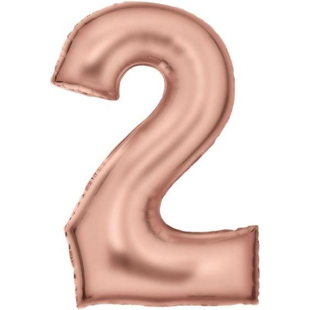 Amscan Zahlenballon Roségold Zahl 2 Seidenglanz - 86cm - leer