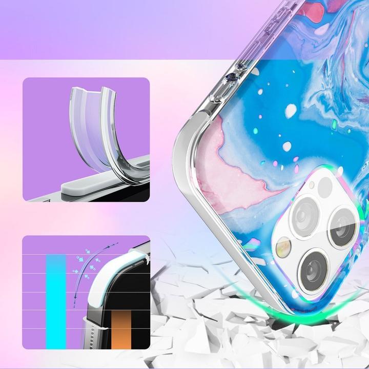 Image du produit Kingxbar Watercolor Series Color Case pour iPhone 12 Pro Max Blue Pink (Apple iPhone 12 Pro Max)