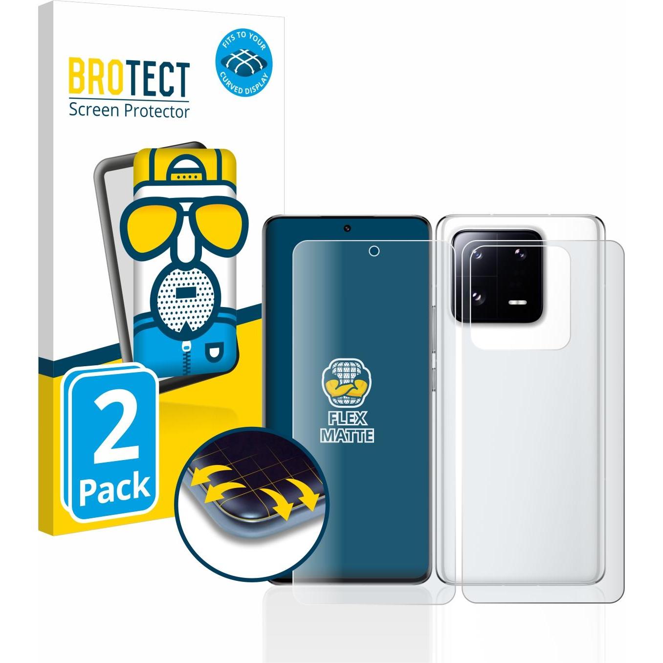 BROTECT Full-Cover Displayschutz Matt (2 Stück, Xiaomi 13 Pro), Smartphone Schutzfolie, Grau