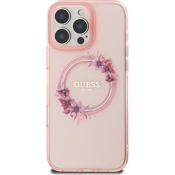 Thumbnail - Guess GUHMP16XHFWFCP iPhone 16 Pro Max 6.9" różowy/pink hardcase IML Flowers Wreath MagSafe (Apple iPhone 16 Pro Max), S...