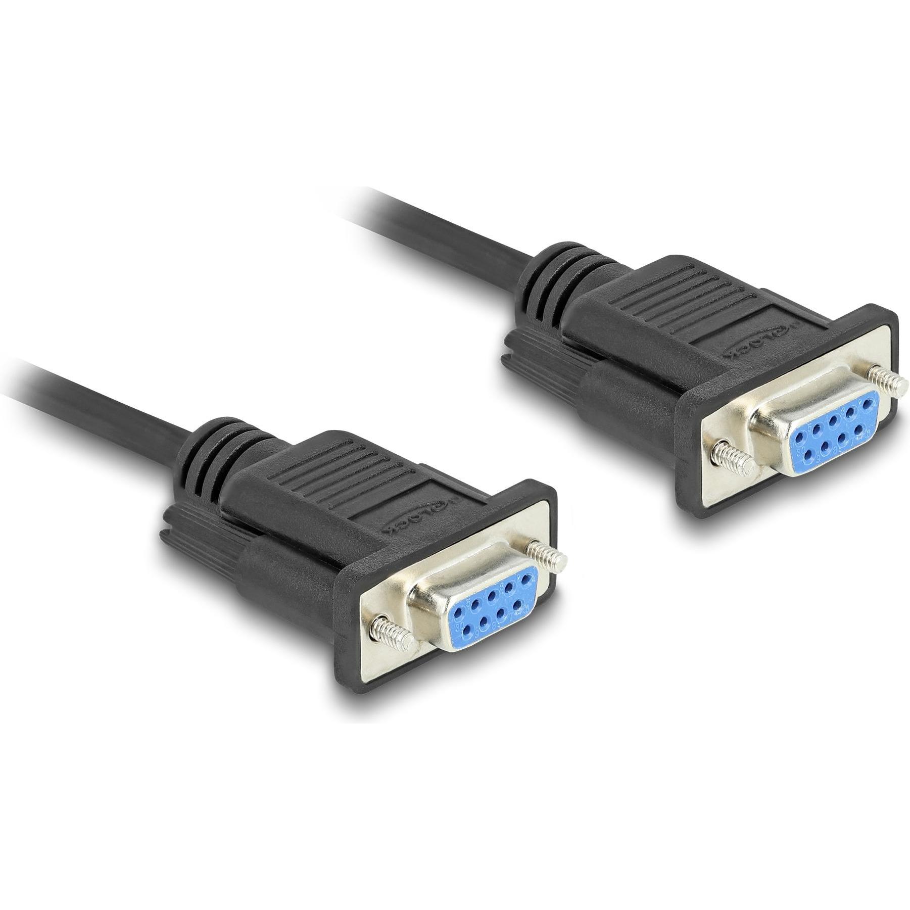 Delock Seriell Kabel RS-232 D-Sub9 Buchse zu Buchse mit schmalem Steckergehäuse 2 m (2 m), Schnittstellenkabel