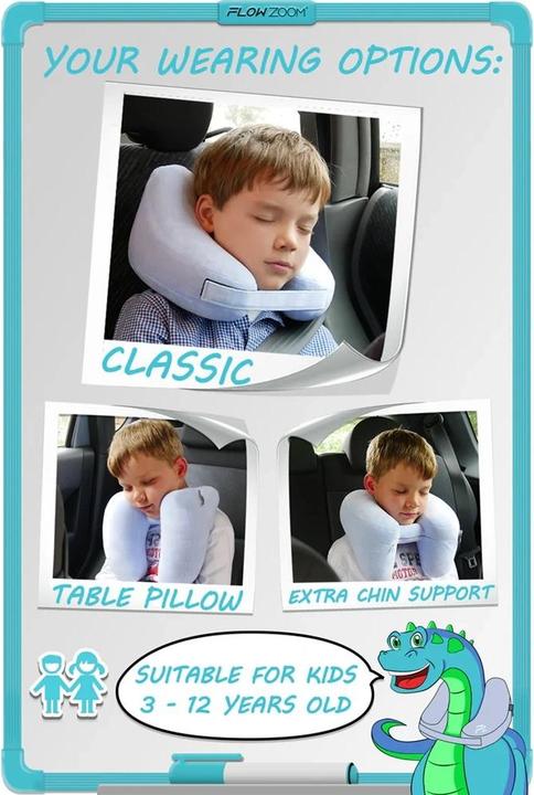 Immagine prodotto Flowzoom Cuscino AIR Kids | Cuscino gonfiabile per il collo per bambini e ragazzi (Cuscino per testa e collo)