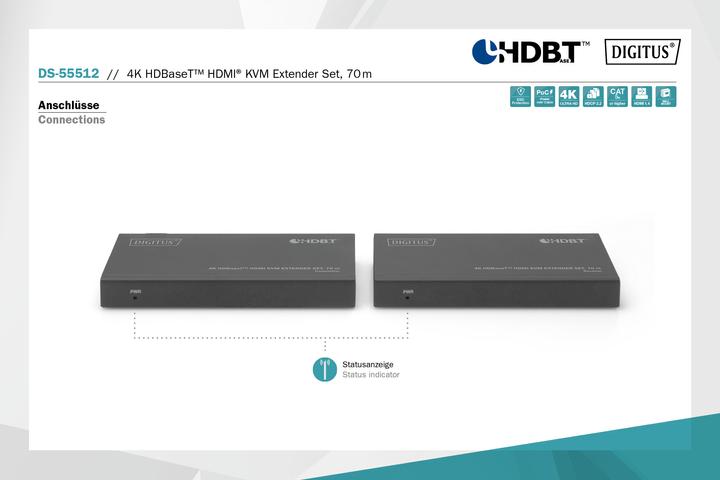 Produktbild Digitus 4K HDBaseT™ HDMI KVM Extender Set, 70 m