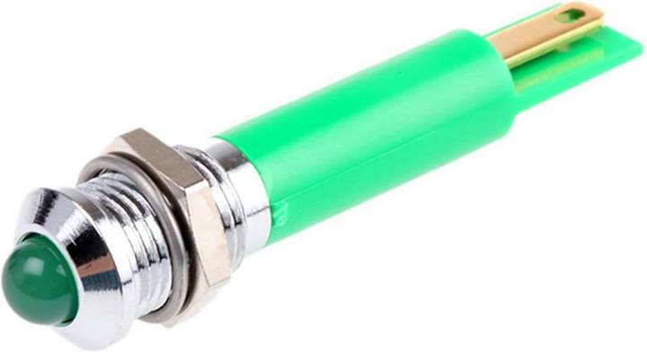 Produktbild RS PRO LED erhaben 8mm chrom 12Vdc grün