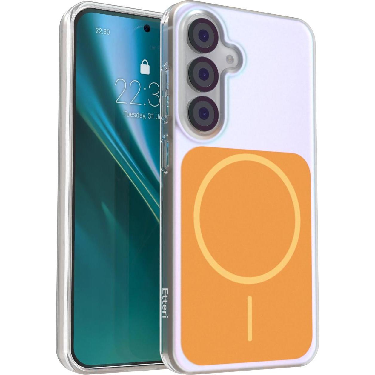 Etteri Hidden Pearl case for Samsung S25 orange (Samsung Galaxy S25), Cover smartphone, Arancia, Trasparente