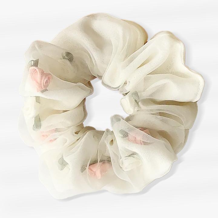 Immagine prodotto Avizar Scrunchie Doppelstoff mit 3D Rosen Rosée (Elastico per capelli)