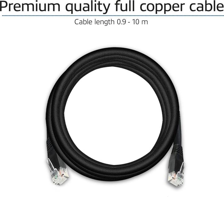 Produktbild ACT Black 15 meter U/UTP, CAT6 patch cable with RJ45 connectors, Zip Bag (U/UTP, CAT6, 15 m)