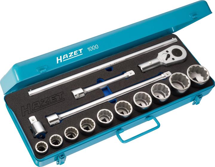 Produktbild HAZET Steckschlüssel Satz 1000Z ∙ Vierkant20 mm (3/4 Zoll) ∙ Aussen Doppel-Sechskant Profil ∙ 22 ∙ 2…
