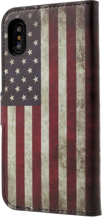 Produktbild Cover-Discount Leder Hülle USA Flagge (Apple iPhone X, Apple iPhone XS)