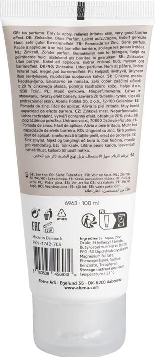 Actual product image Abena Skincare zinc ointment without perfume (Body cream, 100 ml)