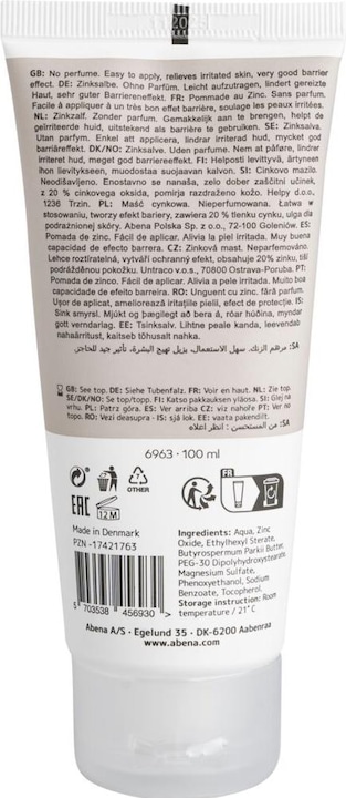 Immagine prodotto Abena Unguento allo zinco senza profumo per la cura della pelle (Crema corpo, 100 ml)